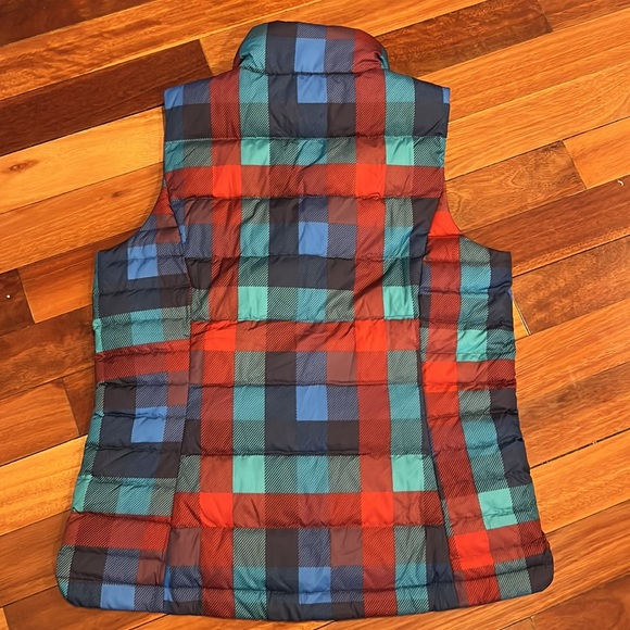 🌸New Land’s End Down Vest 600 Puffer Responsible Down Size Medium Plaid - Picture 6 of 8